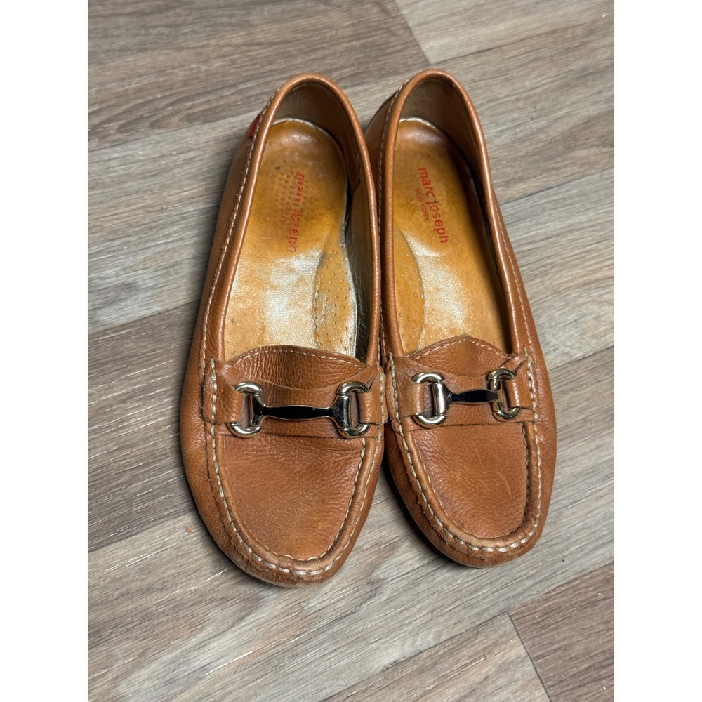 Marc Joseph New York Grand Street buckle loafers Women Tan Pebbled Leather 7.5 - Picture 3 of 10